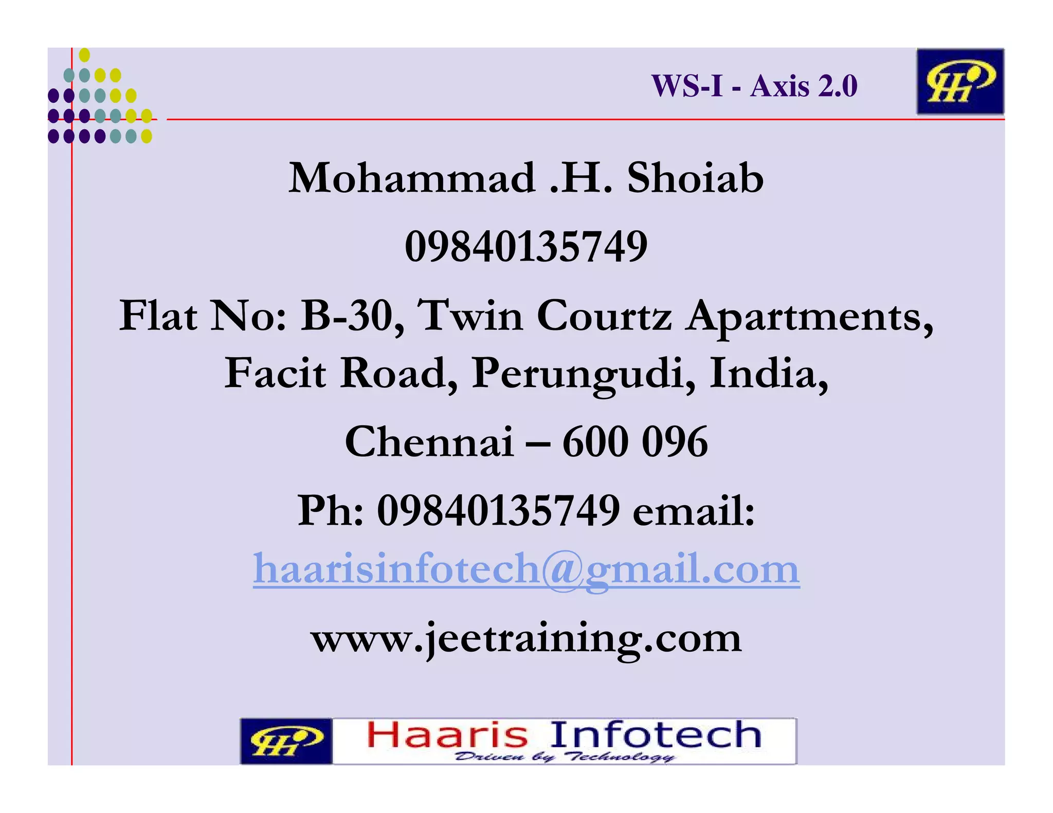 WS-I - Axis 2.0

!" # $% &
'( ) * ! , ! !&
+
!& */ &
.
* 0
&
)
12
2
. #
#
3! 4 /
((( 5 !
/

 