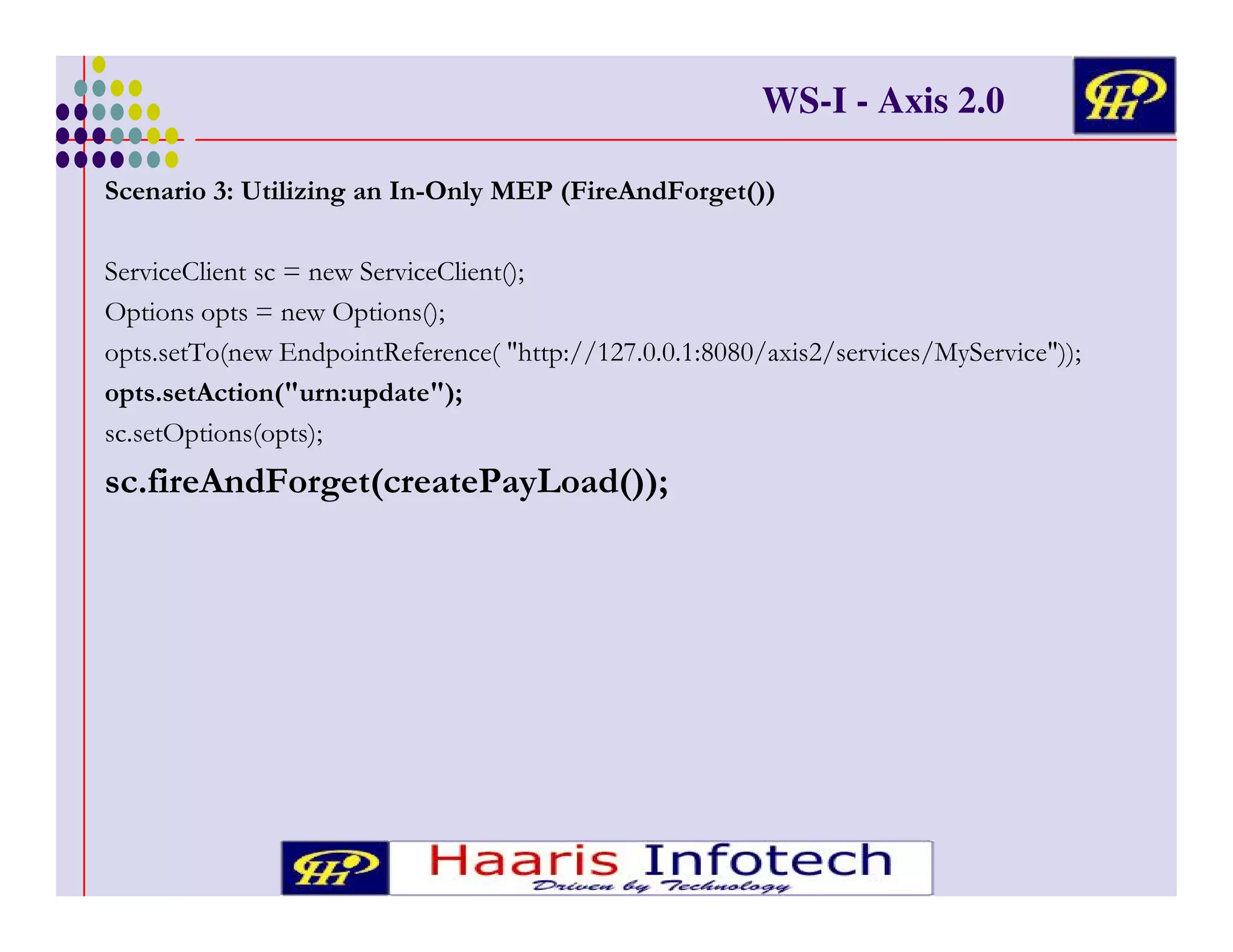 WS-I - Axis 2.0
# C! + /

0 %7 6 >. O

&
E
&
!
! E
!
A
! * "
? !
'
,! ! ! OM* #*, ! MP:
*
!
! A

3

/!
O

/!
OPP

A
$ ! < *K *-,J J < / .<
# ,< -.X *K K K

!. 6
8

OPP:

< +

$A

 