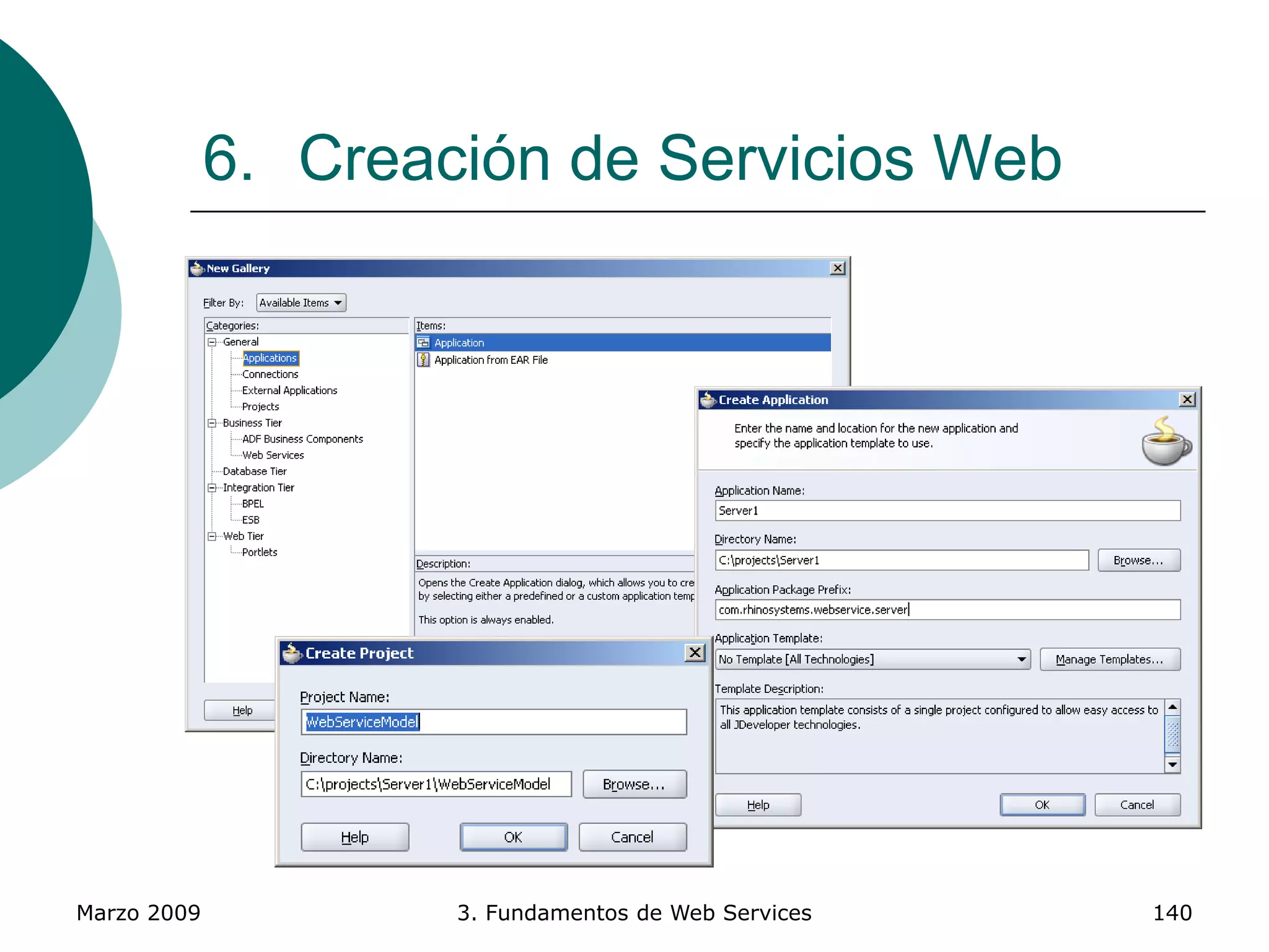 Marzo 2009 3. Fundamentos de Web Services 140
6. Creación de Servicios Web
 