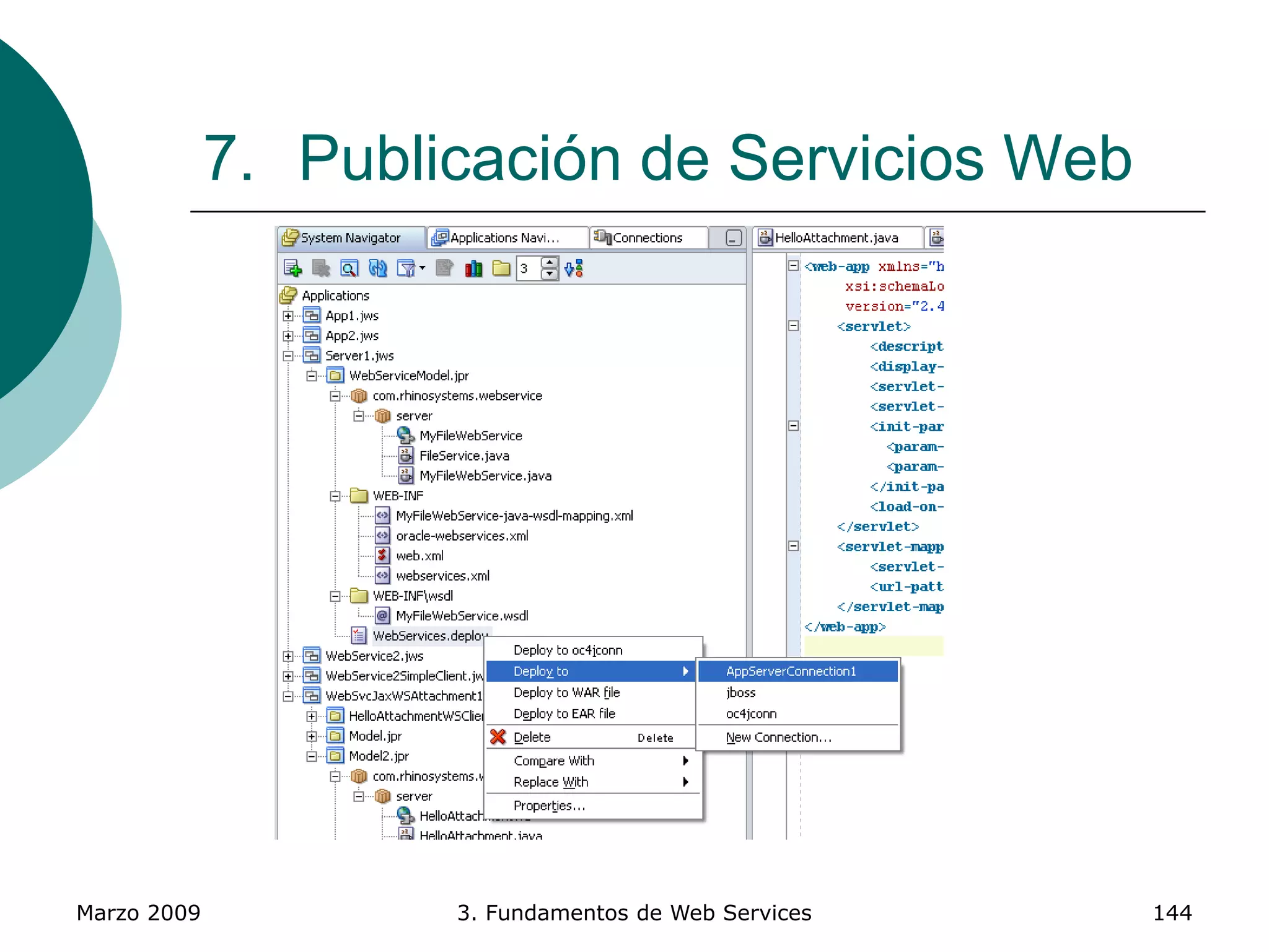 Marzo 2009 3. Fundamentos de Web Services 144
7. Publicación de Servicios Web
 