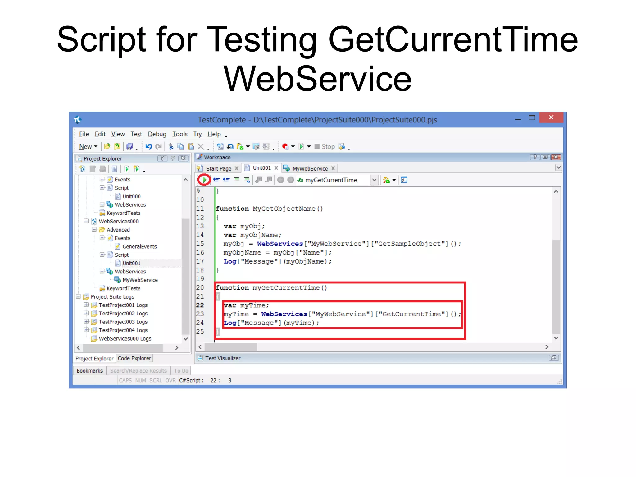 Script for Testing GetCurrentTime WebService