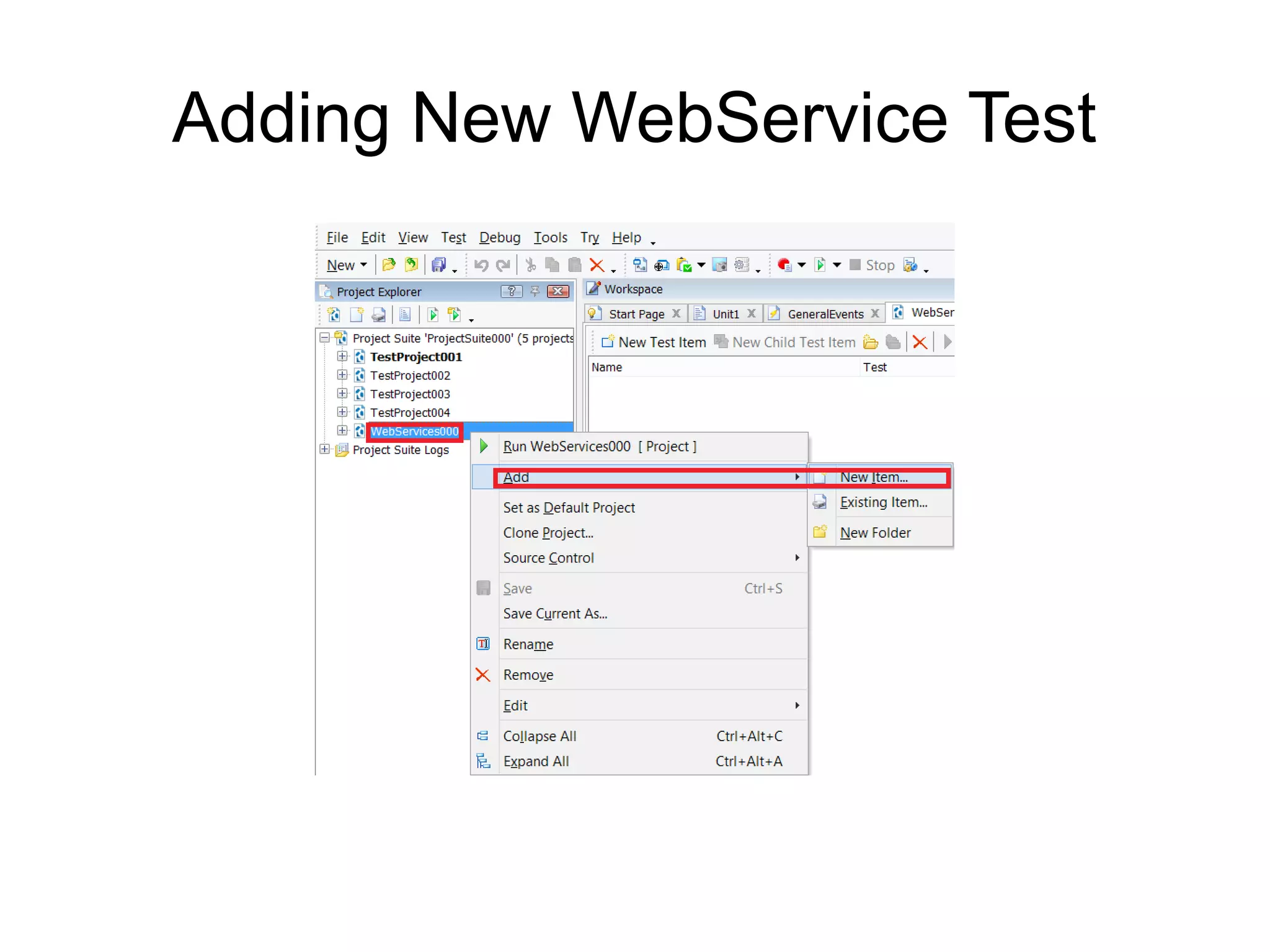 Adding New WebService Test