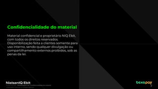 © 2022 Nielsen Consumer LLC. All Rights Reserved.
2
Confidencialidade do material
Material confidencial e proprietário NIQ Ebit,
com todos os direitos reservados.
Disponibilização feita a clientes somente para
uso interno, sendo qualquer divulgação ou
compartilhamento externos proibidos, sob as
penas da lei.
Fonte: NIQ Ebit - Webshoppers 46 l Confidencialidade do material
 