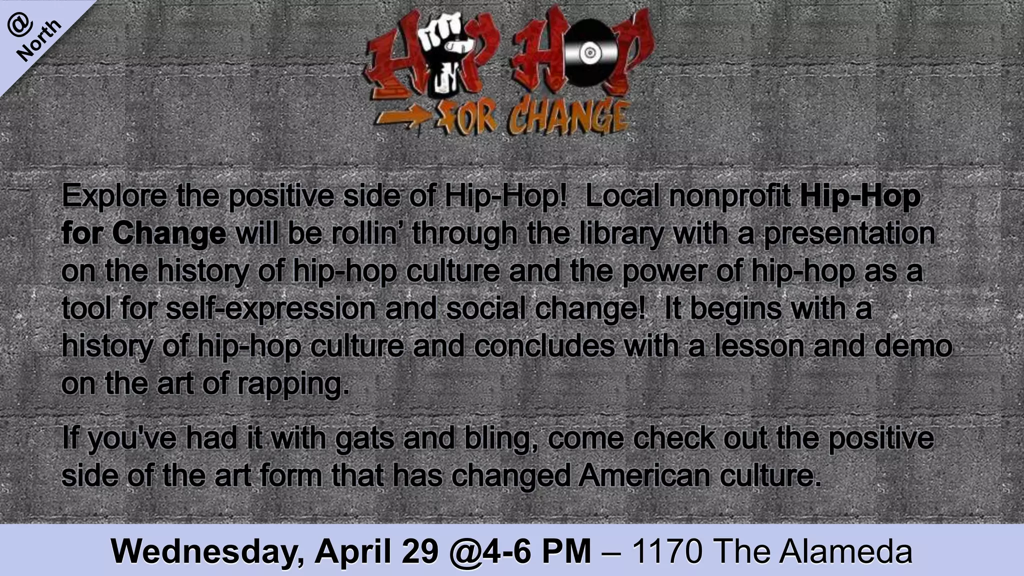 Wednesday, April 29 @4-6 PM – 1170 The Alameda
 