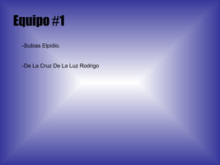Equipo  # 1 -Subias Elpidio. -De La Cruz De La Luz Rodrigo 