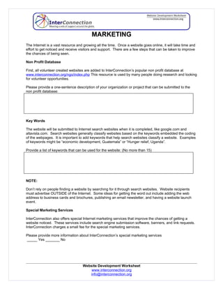 Website Development Worksheet | DOC