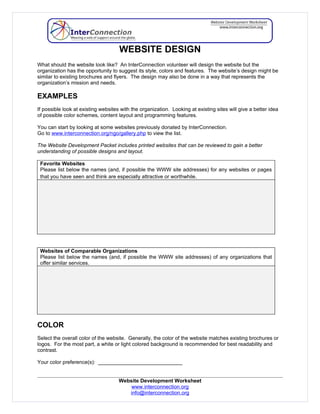 Website Development Worksheet | PDF