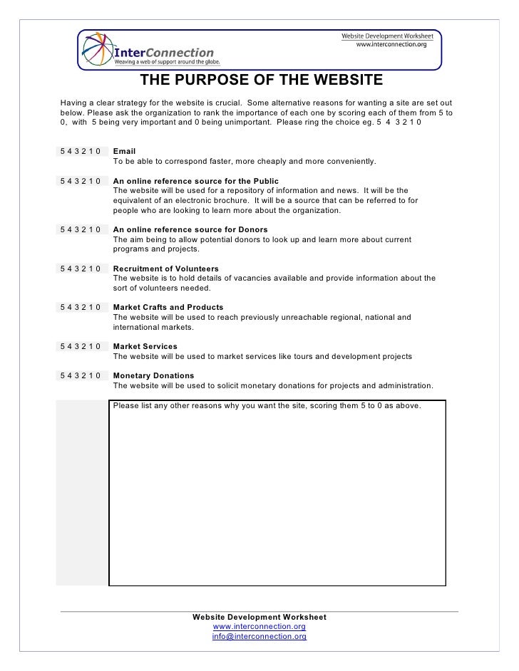 Website Development Worksheet