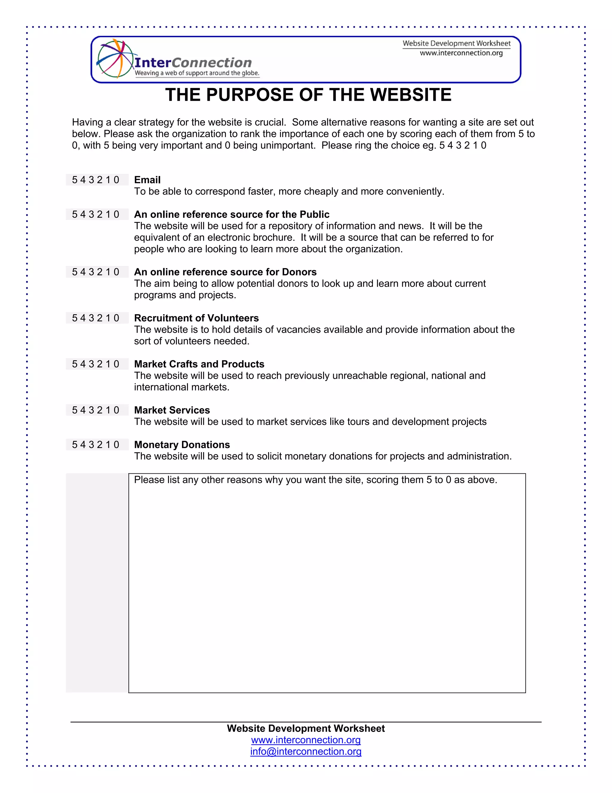 Website Development Worksheet | PDF | Web Development | Internet