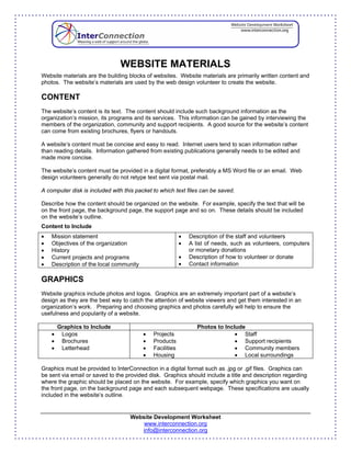 Website Development Worksheet | PDF | Web Development | Internet