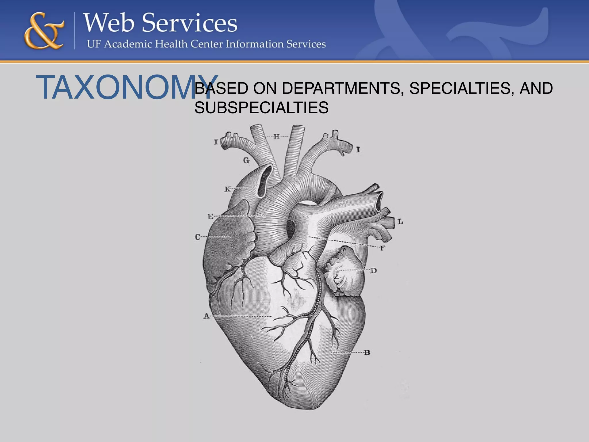 TAXONOMYBASED ON DEPARTMENTS, SPECIALTIES, AND
SUBSPECIALTIES
 