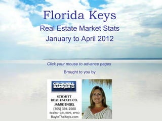 Florida Keys
Real Estate Market Stats
 January to April 2012


  Click your mouse to advance pages

          Brought to you by
 