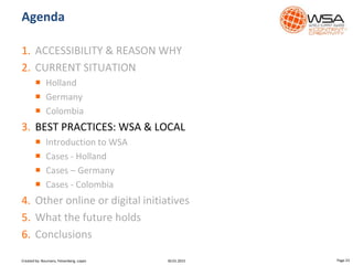 1.
2.



3. BEST PRACTICES: WSA & LOCAL




4.
5.
6.
Agenda
30.01.2015 Page 23Created by: Boumans, Felsenberg, Lopez
 