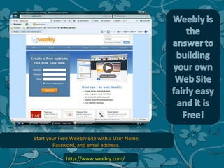 Start your Free Weebly Site with a User Name, Password, and email address.  http://www.weebly.com/ 
