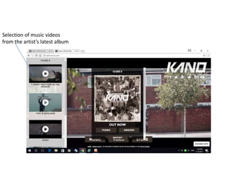 Selection of music videos
from the artist’s latest album
 