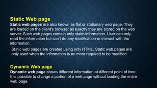 Static Web Page Using Html Web site ,web page & Protal | PPTX