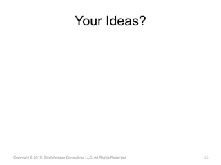 Your Ideas?Copyright © 2010, StratVantage Consulting, LLC. All Rights Reserved14
