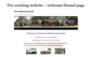 Pre-existing website – welcome (home) page
 