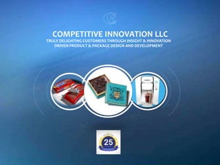 1
TRULY DELIGHTING CUSTOMERS THROUGH INSIGHT & INNOVATION
DRIVEN PRODUCT & PACKAGE DESIGN AND DEVELOPMENT
COMPETITIVE INNOVATION LLC
 