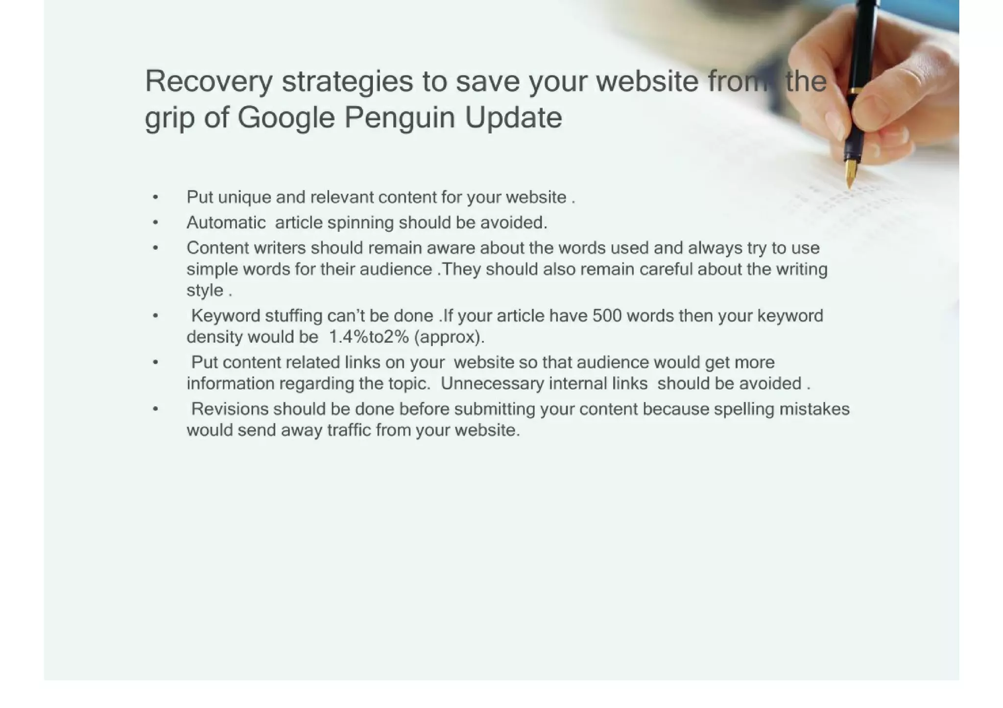 Website Content Writing Tips After Google Penguin Update