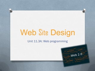 Web Site Design
  Unit 11.3A: Web programming
 