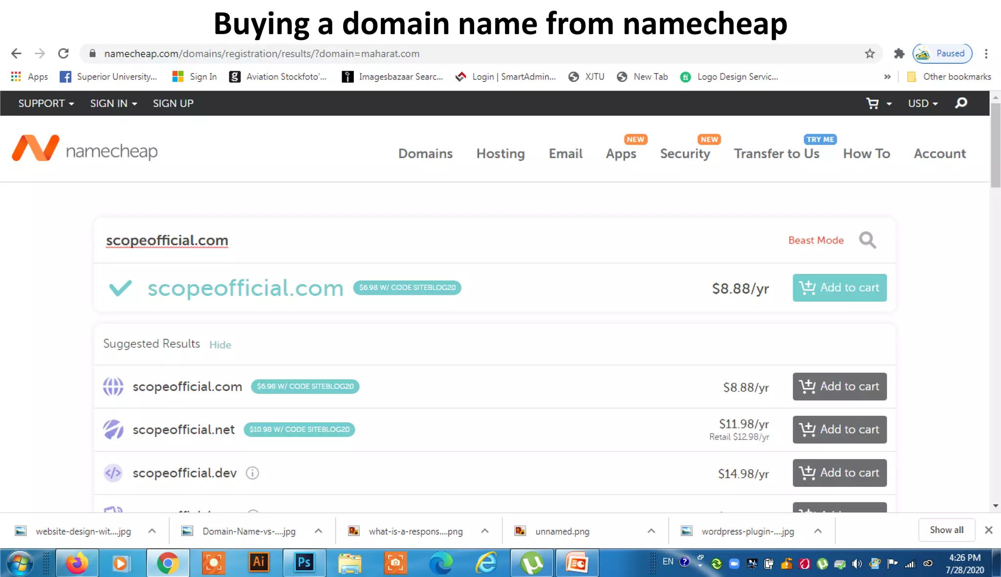 Buying a domain name from namecheap
 