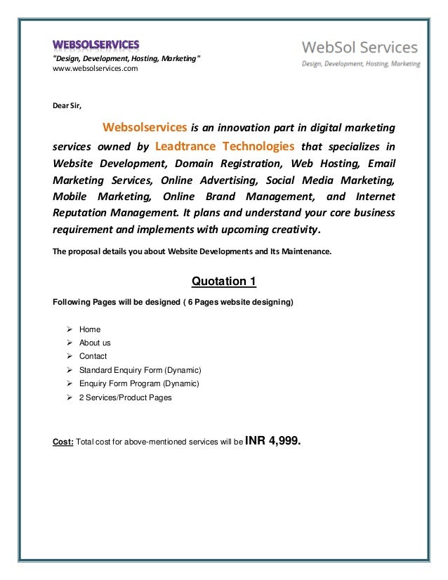 website development proposals