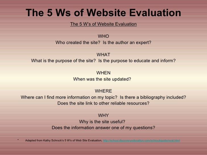 website evaluation