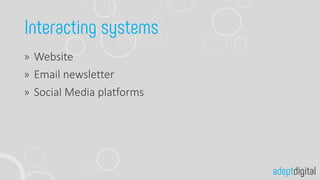 Website
Email newsletter
Social Media platforms
 