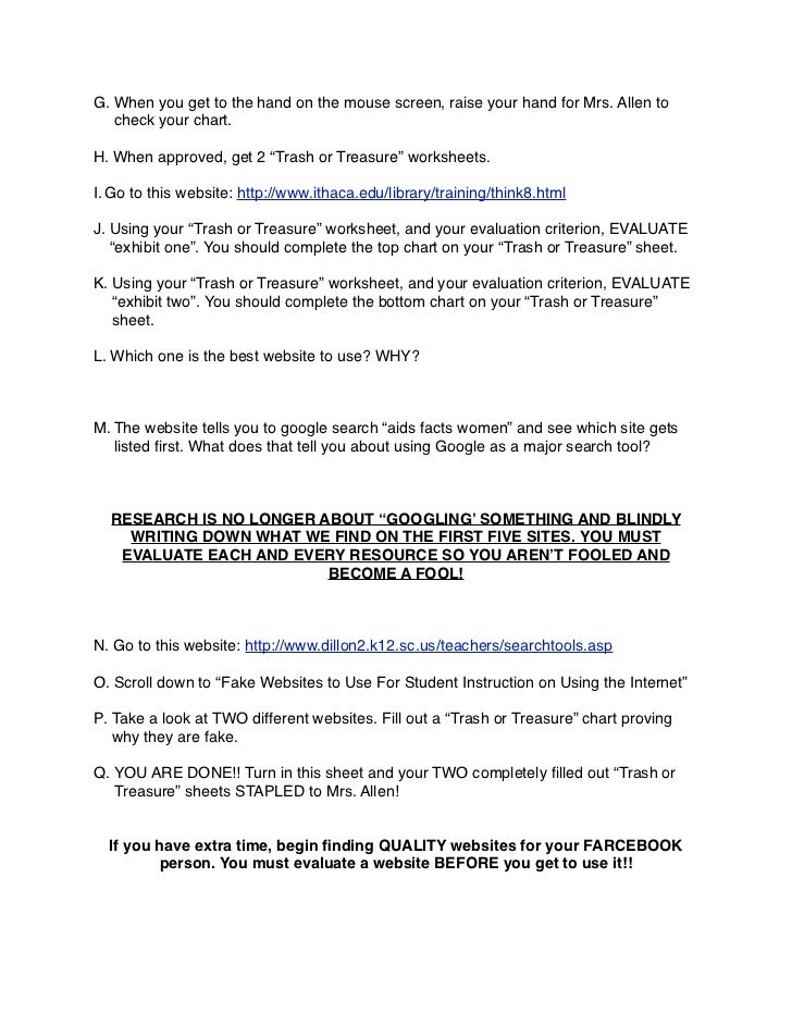 Website Evaluation Webquest