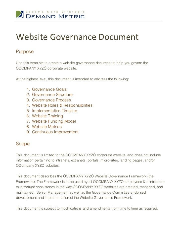 website-governance-document