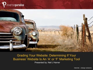 Grading Your Website: Determining If Your Business’ Website Is An ‘A’ or ‘F’ Marketing Tool Presented by: Neil J Harner 