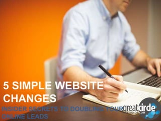 INSIDER SECRETS TO DOUBLING YOUR
ONLINE LEADS
5 SIMPLE WEBSITE
CHANGES
 