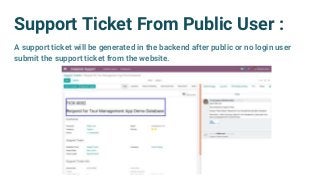 Support Ticket From Public User :
A support ticket will be generated in the backend after public or no login user
submit the support ticket from the website.
 