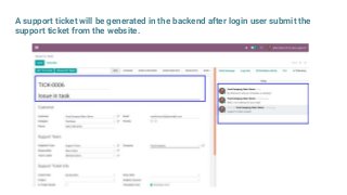 A support ticket will be generated in the backend after login user submit the
support ticket from the website.
 