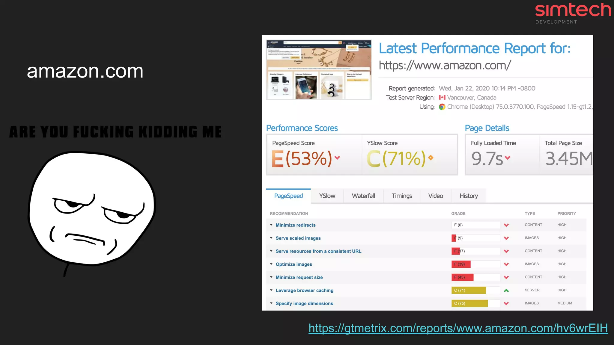 amazon.com
https://gtmetrix.com/reports/www.amazon.com/hv6wrEIH
 