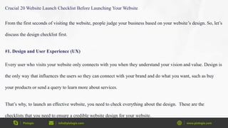 Website Launch Checklist 20 Essential Steps for a Successful Launch | PDF