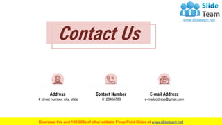 Address
# street number, city, state
Contact Number
0123456789
E-mail Address
e-mailaddress@gmail.com
Contact Us
28
 