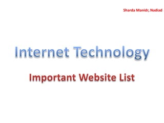 Internet Technology Important Website List ShardaManidr, Nadiad 