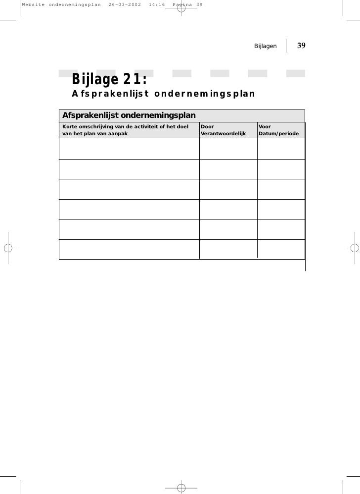 Website ondernemingsplan