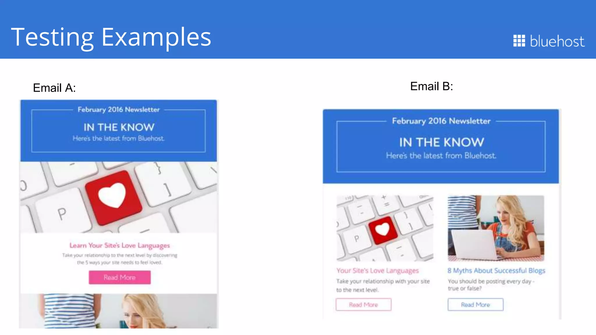Q1 PerformanceTesting Examples
Email A: Email B:
 