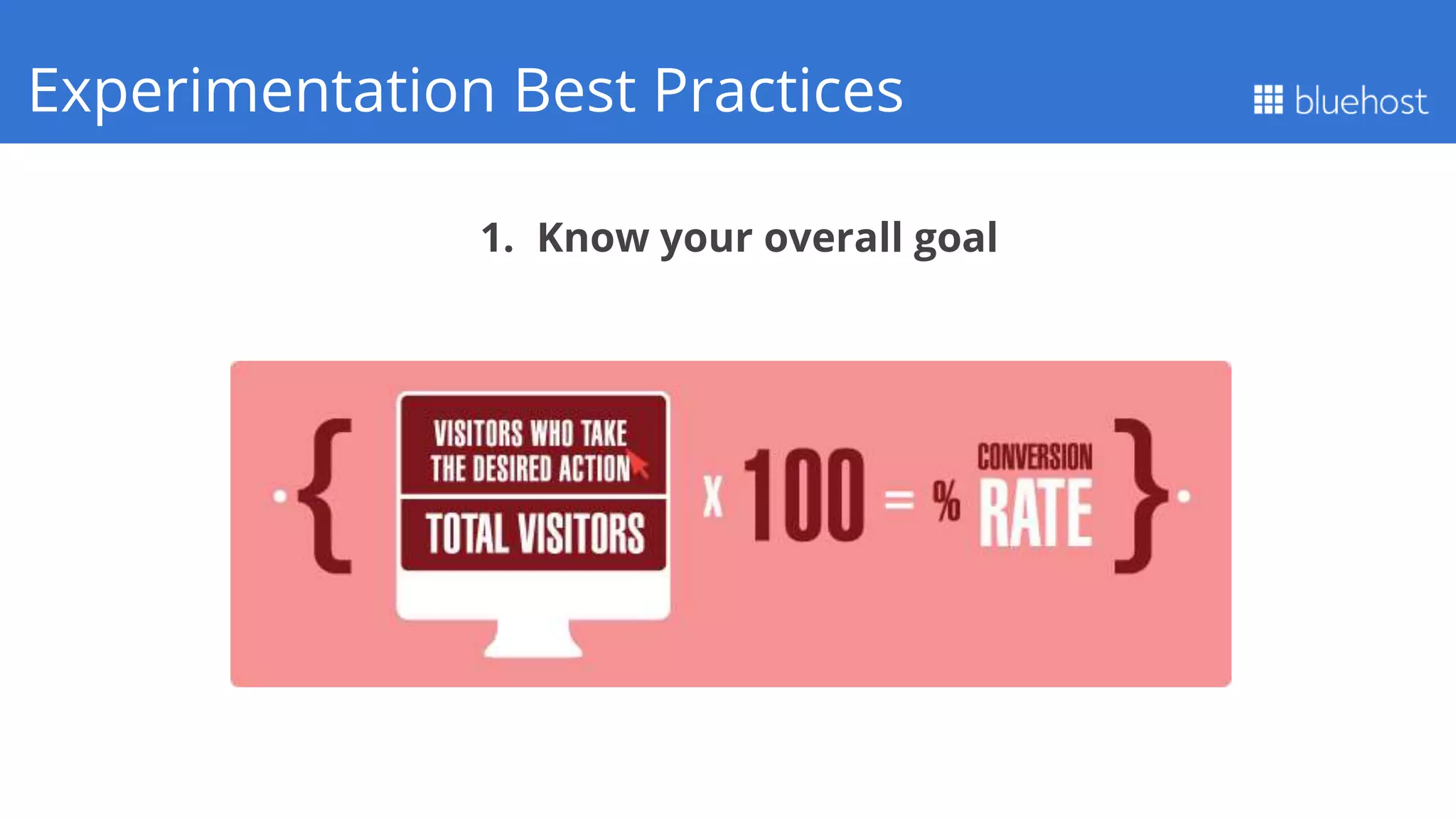 1. Know your overall goal
Q1 PerformanceExperimentation Best Practices
 