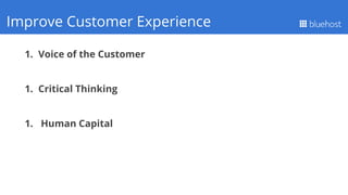 1. Voice of the Customer
1. Critical Thinking
1. Human Capital
Q1 PerformanceImprove Customer Experience
 