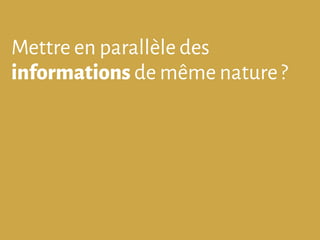 Mettre en parallèle des
informations de même nature ?
 