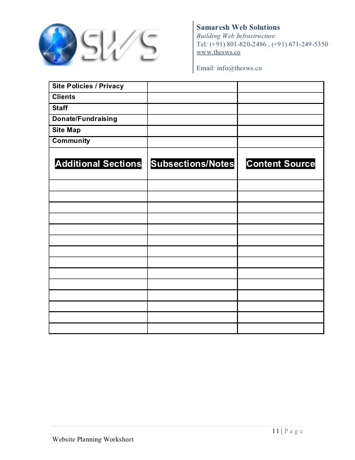 Printables Website Planning Worksheet website planning sheet ewebsite worksheet 11
