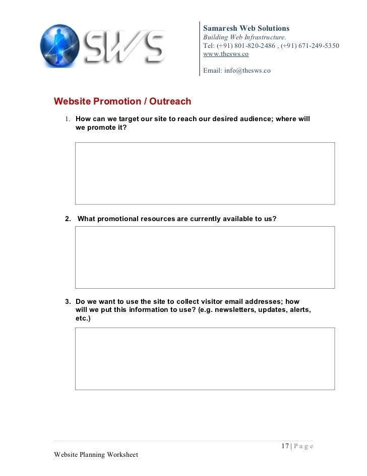 Web Design Planning Worksheet