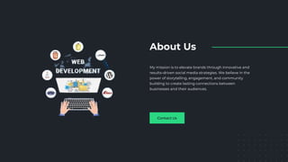 About Us
My mission is to elevate brands through innovative and
results-driven social media strategies. We believe in the
power of storytelling, engagement, and community
building to create lasting connections between
businesses and their audiences.
Contact Us