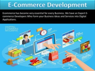 Ecommerce has become very essential for every Business. We have an Expert E-
commerce Developers Who Form your Business Ideas and Services into Digital
Applications.
 