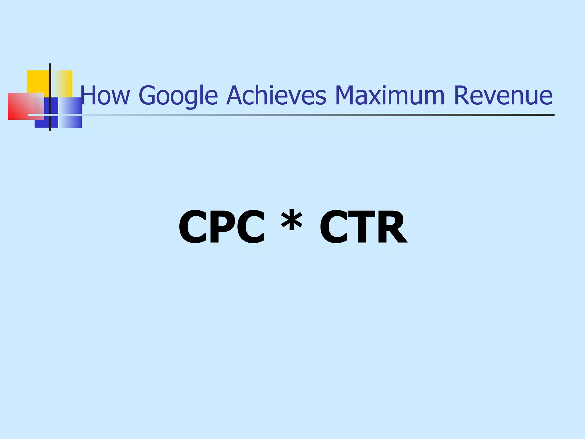 How Google Achieves Maximum Revenue CPC * CTR 