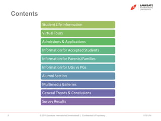 Contents
07/21/14© 2010 Laureate International Universities® | Confidential & Proprietary2
 